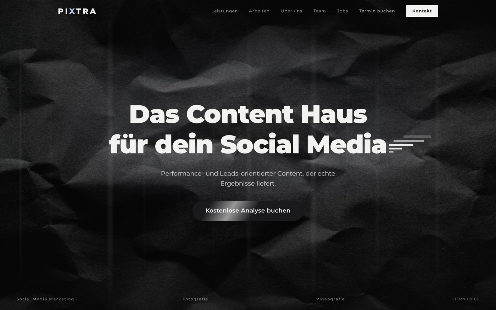 Pixtra Website-Vorschau – Content- und Foto-Studio